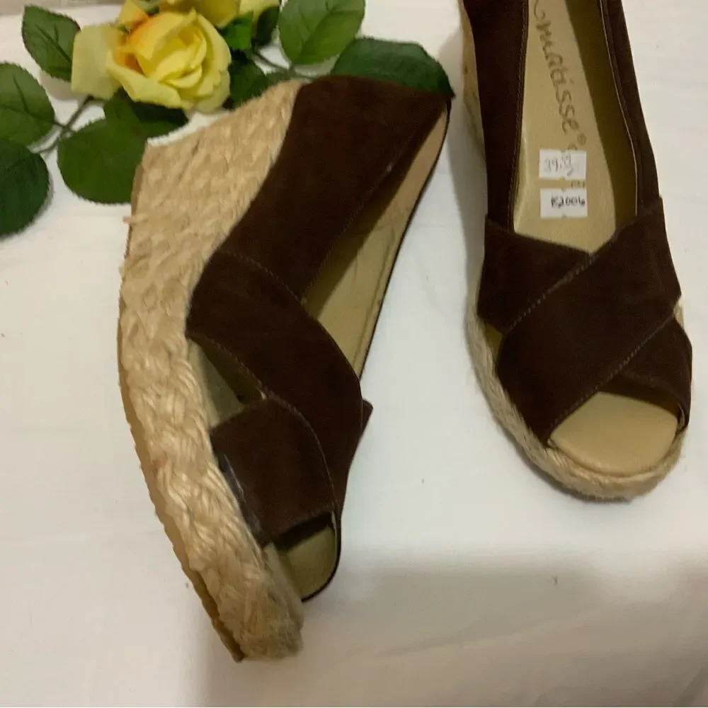 MATISSE Espadrille Heels suede brown size 8 M